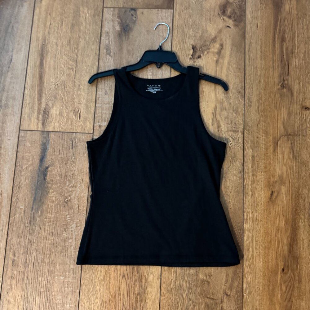 TAHARI Modern Essentials Cotton Blend Women’s Black Sleeveless Top Med Mint Cond